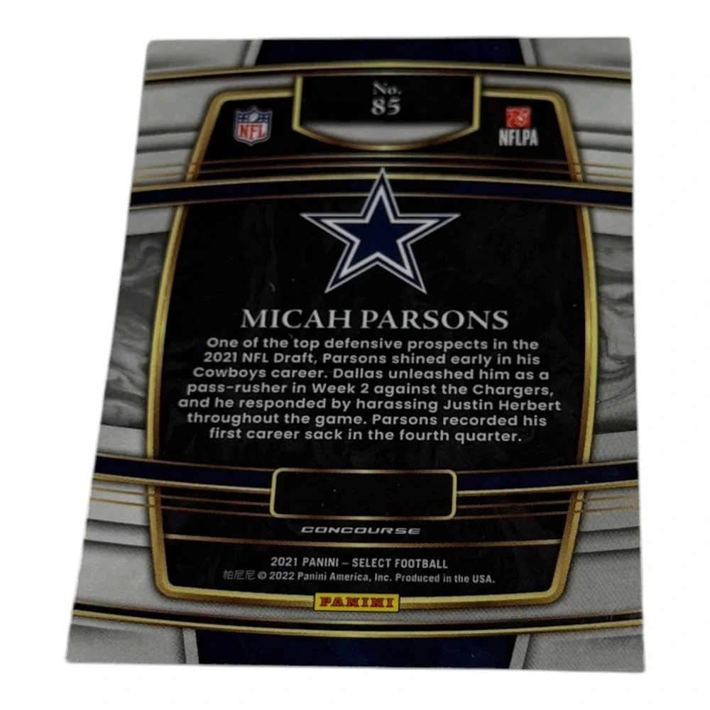 2021 Panini Select Micah Parsons Rookie Card #85 Concourse‎ Silver Prizm Cowboys